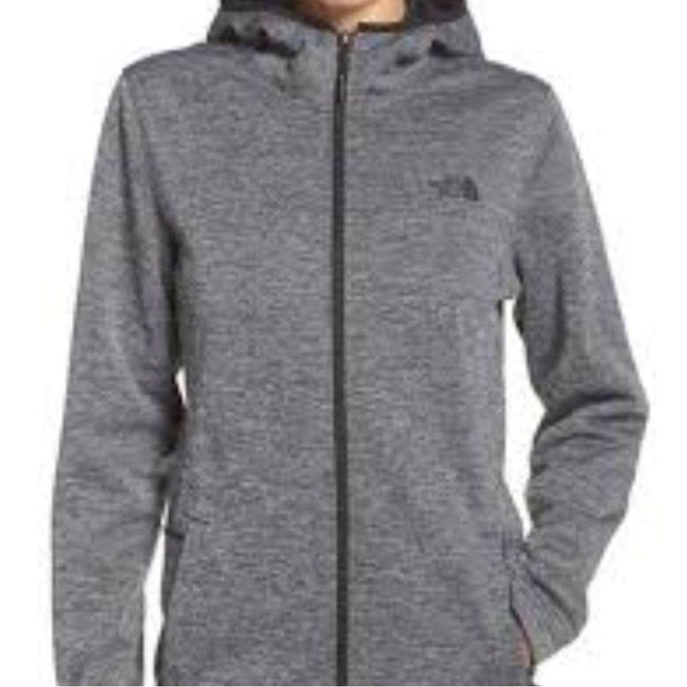The North Face Women's Charcoal Grey Jacket with Hood Sz L (O1)